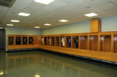 Saint-Denis. Stade de France. Le vestiaire des&nbsp;joueurs.