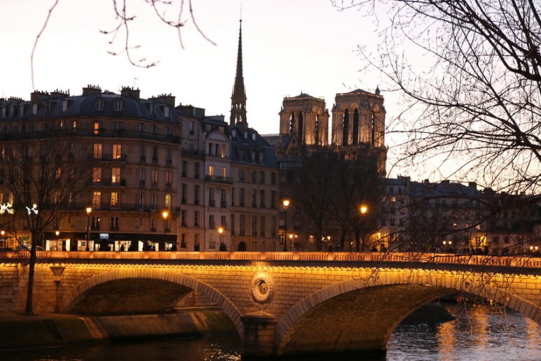 La cathédrale Notre-Dame de Paris et le pont Louis Philippe.