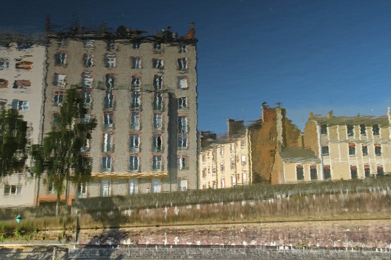 Rennes, la Vilaine et le quai de la Prévalaye vus depuis le pont de Bretagne.