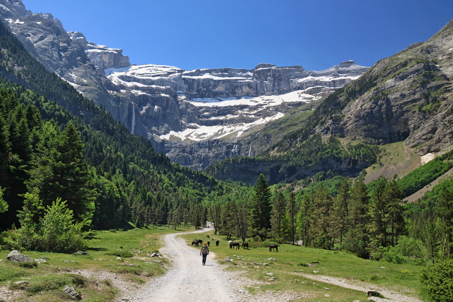 Gavarnie-Gèdre (Hautes-Pyrénées). Le chemin vers le Cirque de Gavarnie.