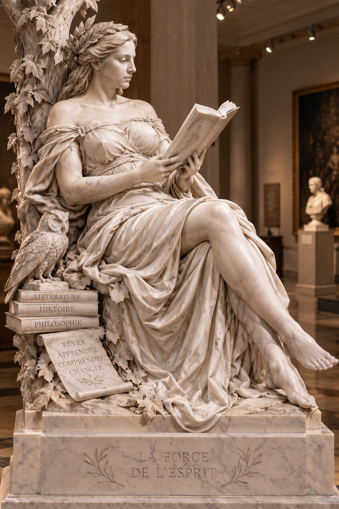 Muse de la connaissance en marbre