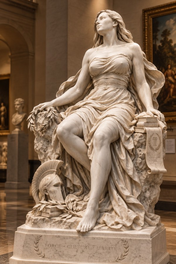 Statue néoclassique Force, Culture, Liberté